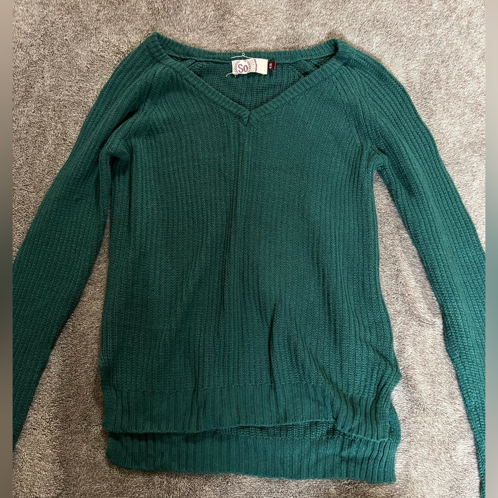 Green knitted sweater